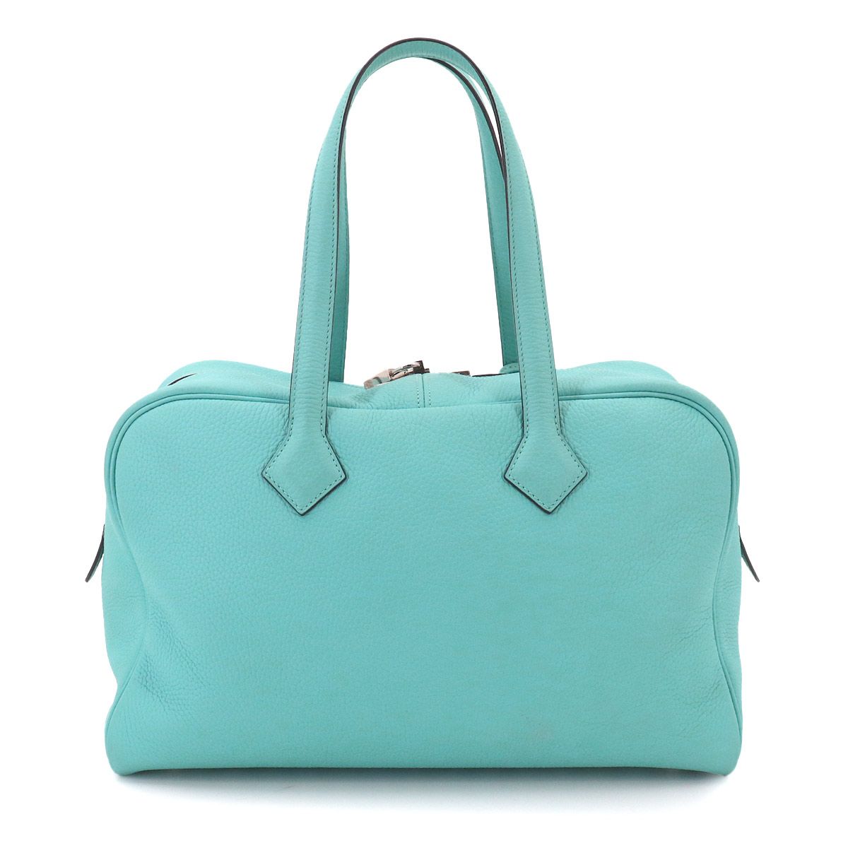 Hermes Victoria 2 35 Hand Bag Taurillon Clemence Blue Sun Seal Silver — view 2