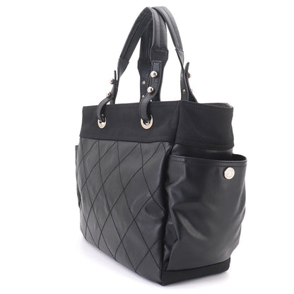 Chanel Paris Biarritz GM Tote Nylon Leather Black — view 4
