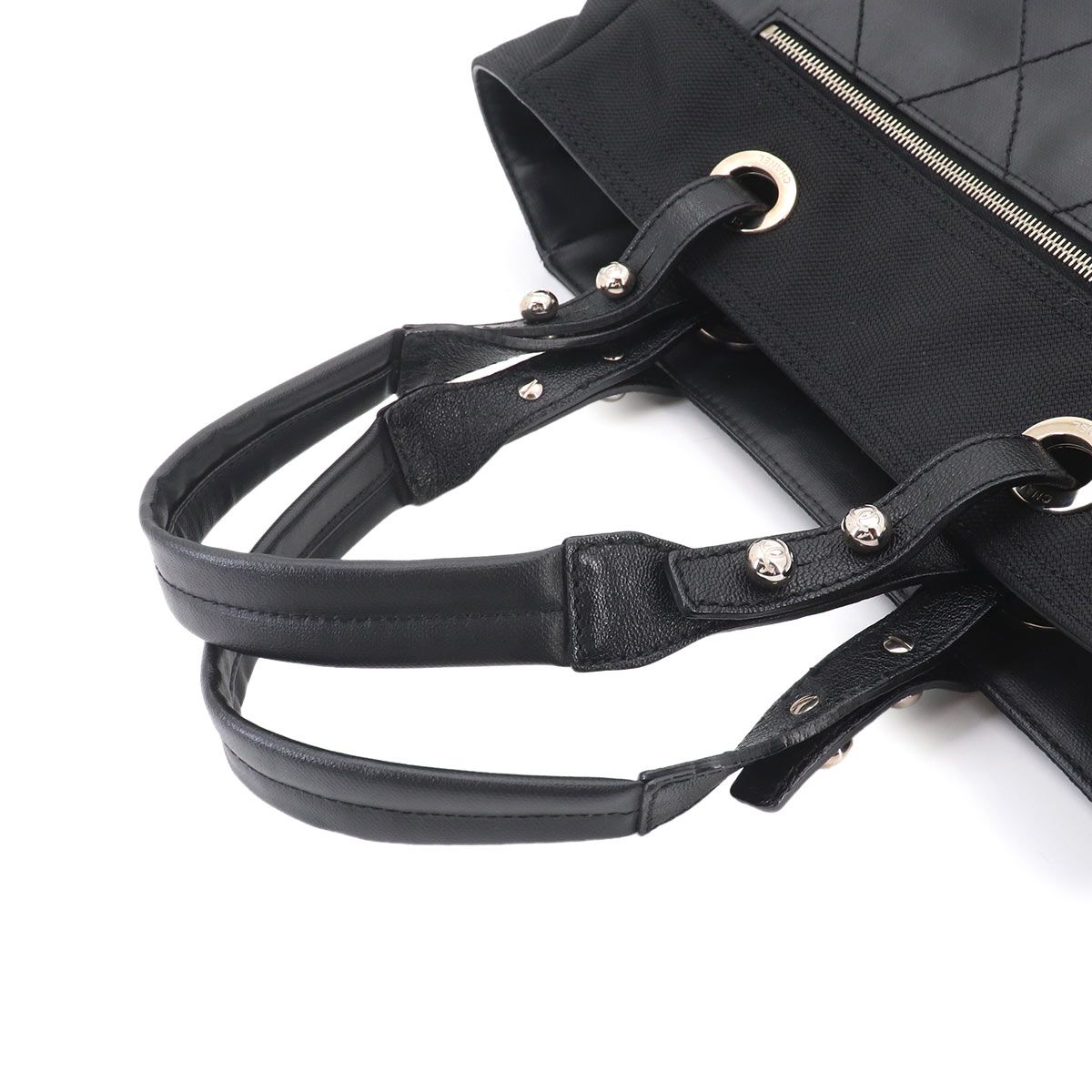 Chanel Paris Biarritz GM Tote Nylon Leather Black — view 6