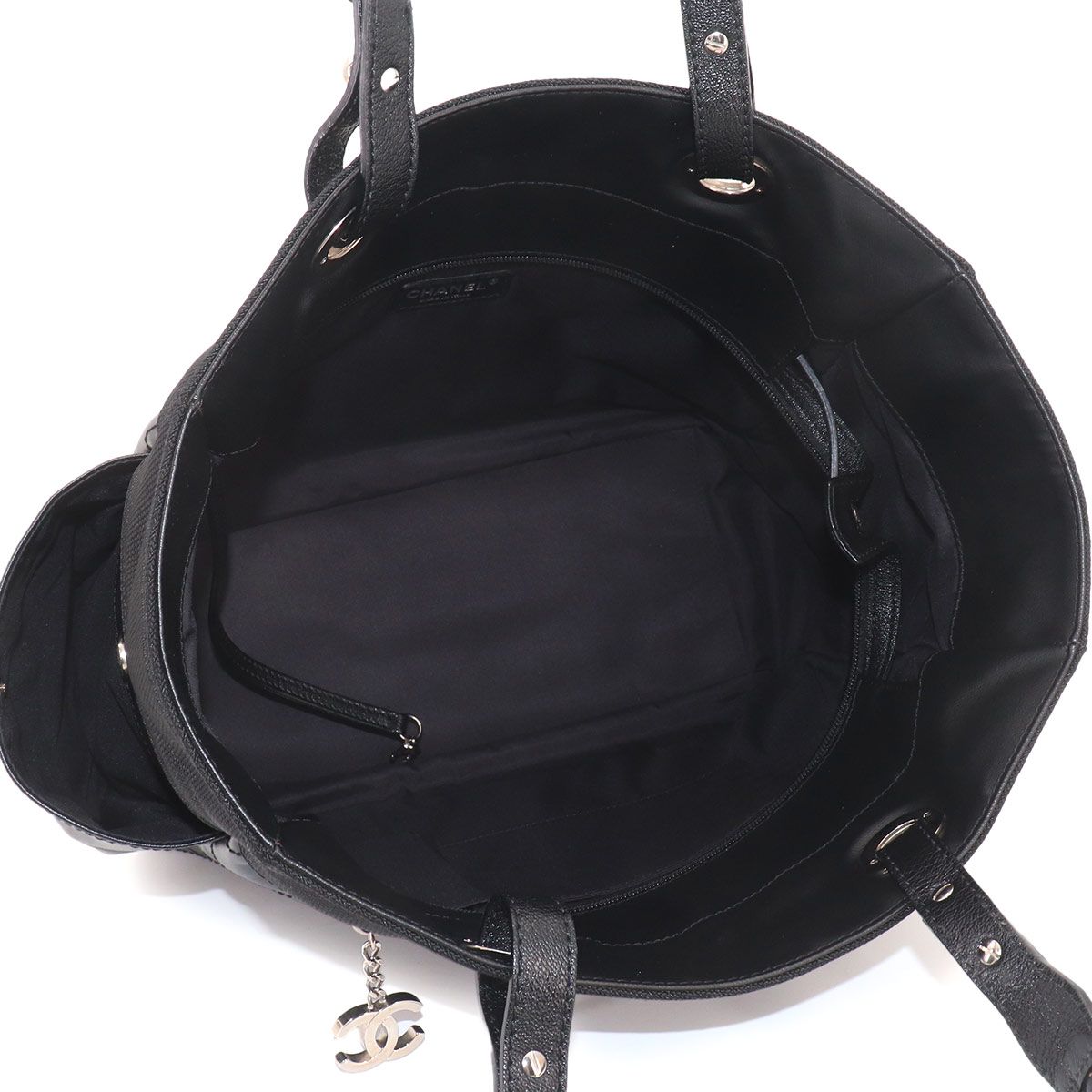 Chanel Paris Biarritz GM Tote Nylon Leather Black — view 7