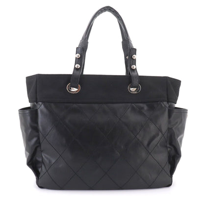 Chanel Paris Biarritz GM Tote Nylon Leather Black — view 3