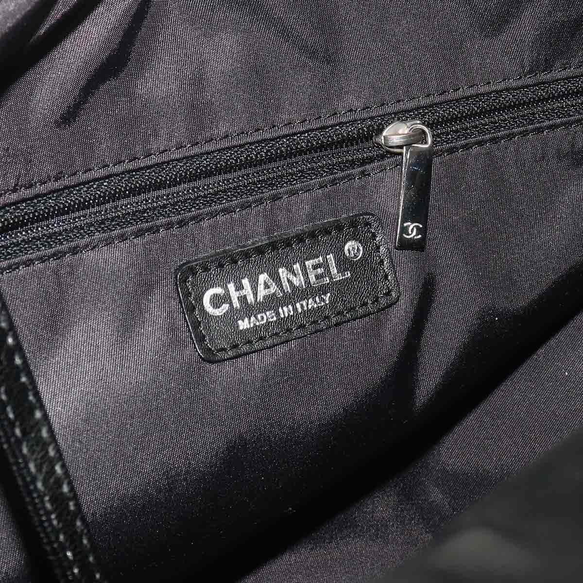 Chanel Paris Biarritz GM Tote Nylon Leather Black — view 8