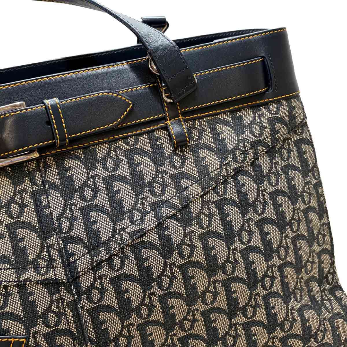 Dior Trotter Tote Canvas Leather Navy Silver — view 8