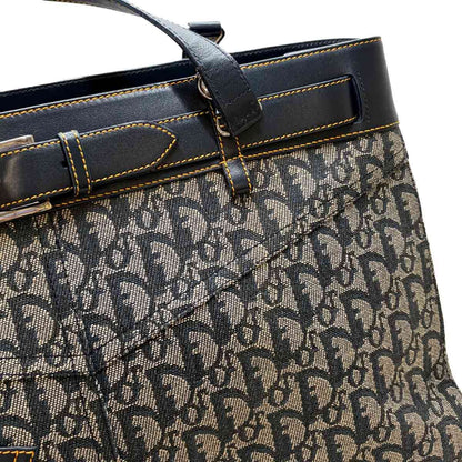 Dior Trotter Tote Canvas Leather Navy Silver — view 8