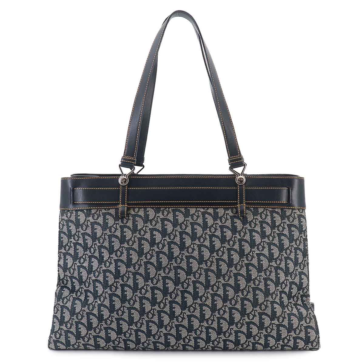 Dior Trotter Tote Canvas Leather Navy Silver — view 2