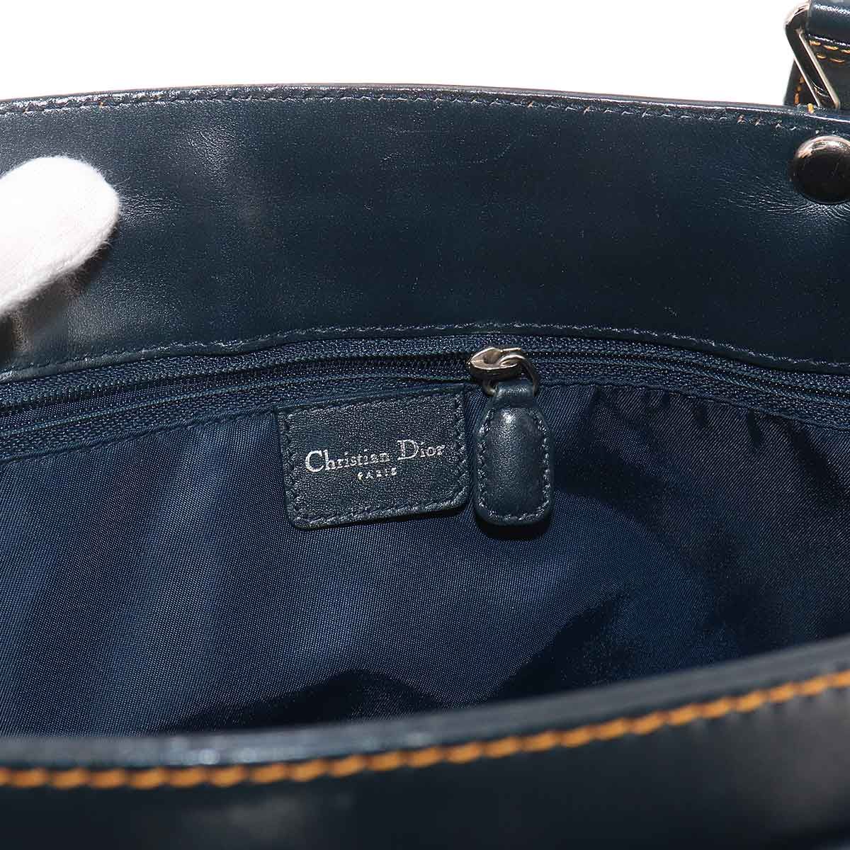 Dior Trotter Tote Canvas Leather Navy Silver — view 7