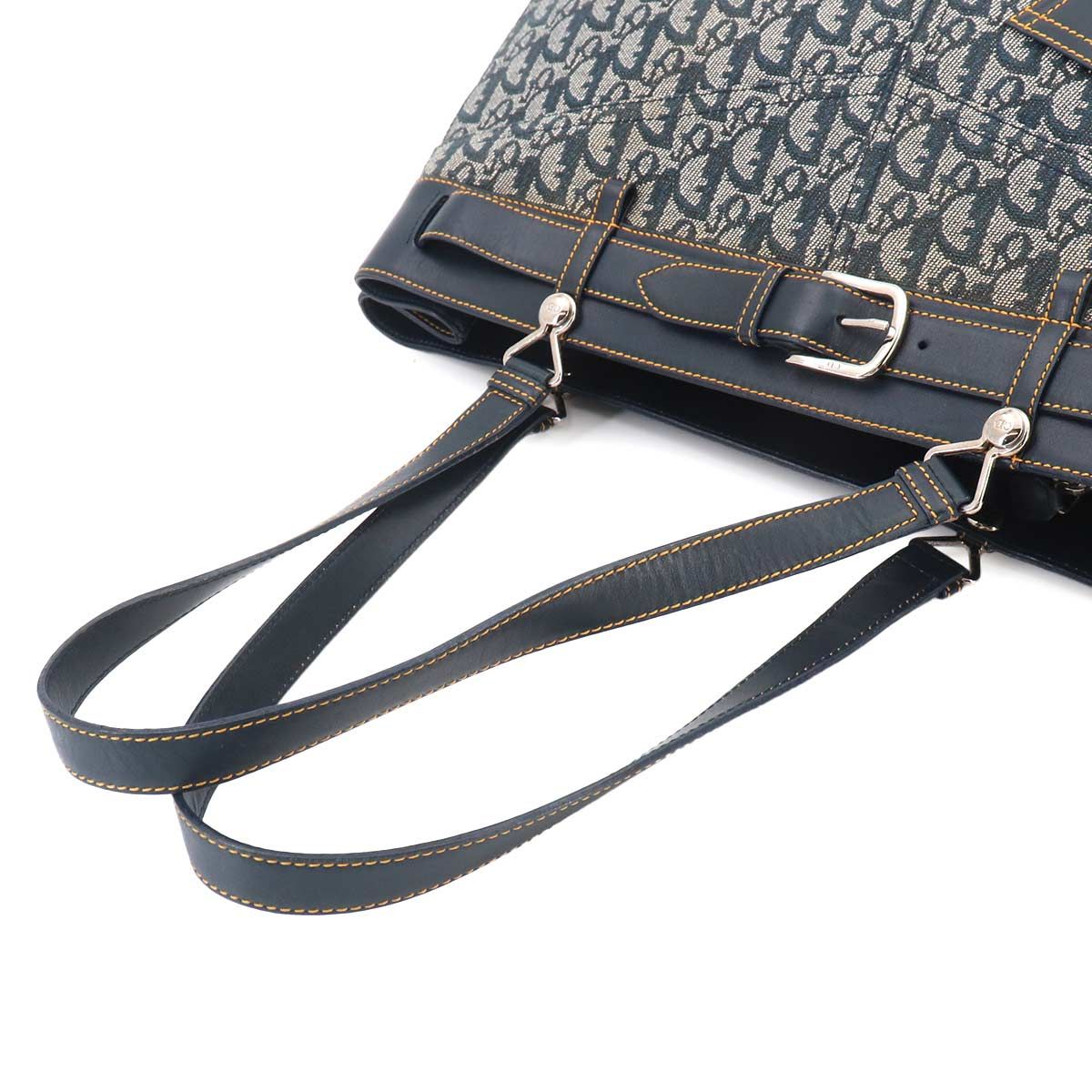 Dior Trotter Tote Canvas Leather Navy Silver — view 5