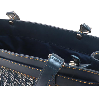 Dior Trotter Tote Canvas Leather Navy Silver — view 9