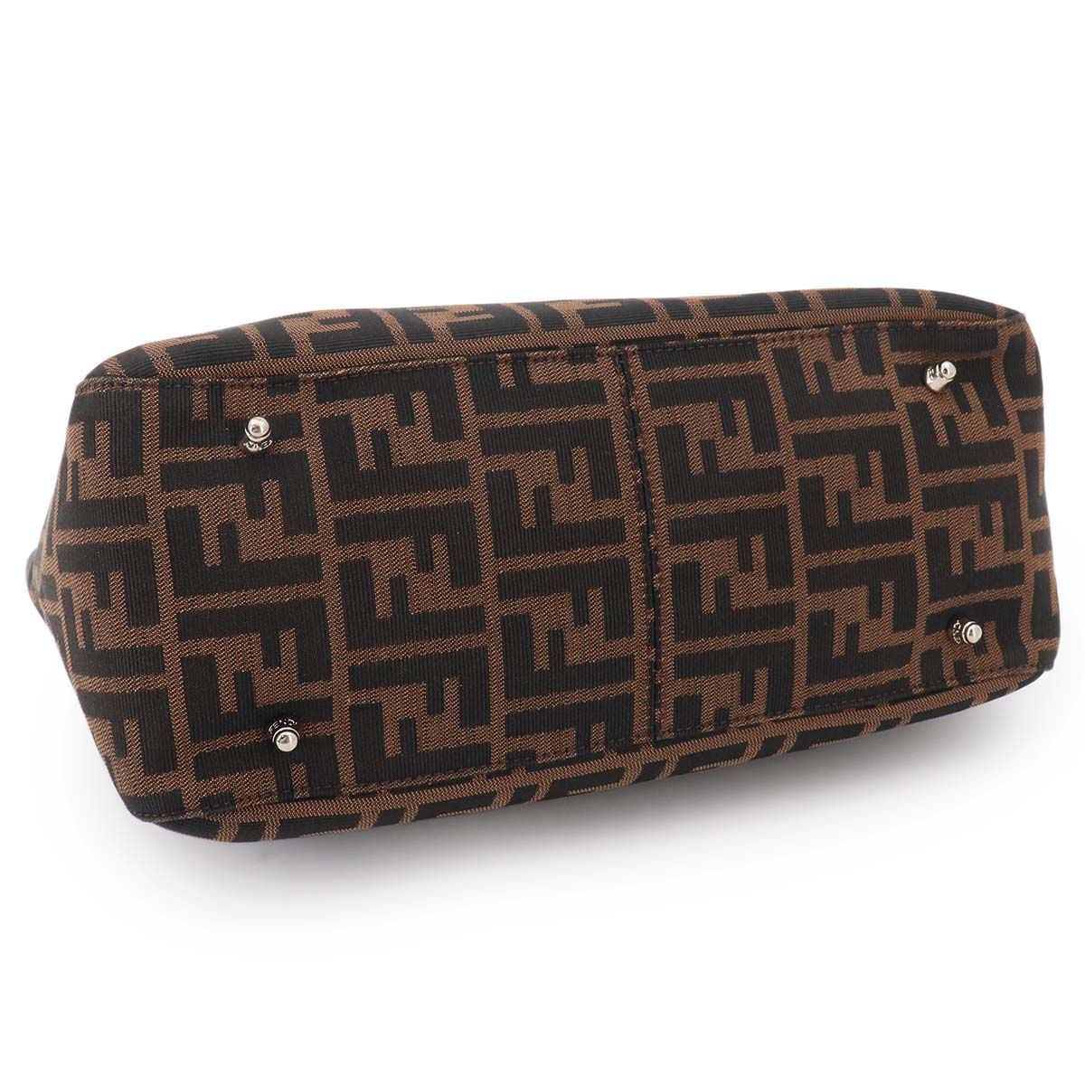 Fendi Zucca Hand Bag Canvas Leather Brown Black Vintage — view 4