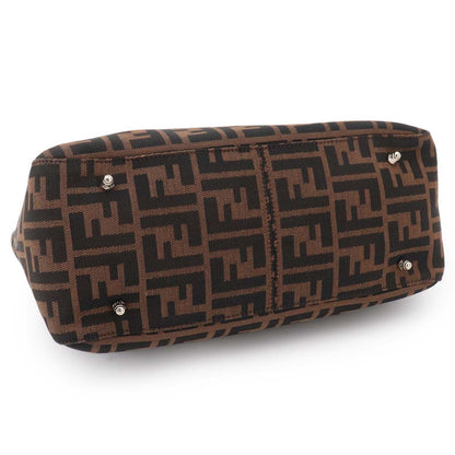 Fendi Zucca Hand Bag Canvas Leather Brown Black Vintage — view 4