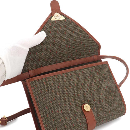Saint Laurent 2-Way Shoulder Clutch Leather Brown Green Gold — view 6