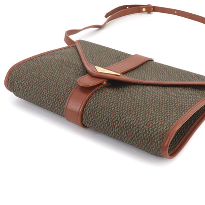 Saint Laurent 2-Way Shoulder Clutch Leather Brown Green Gold — view 4