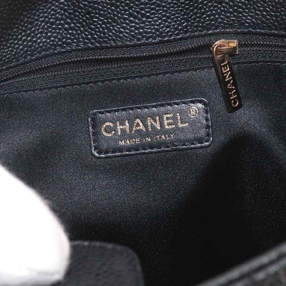 Chanel Quilted Petite Shopping Tote PST Chain Caviar Leather Black Gold — view 8