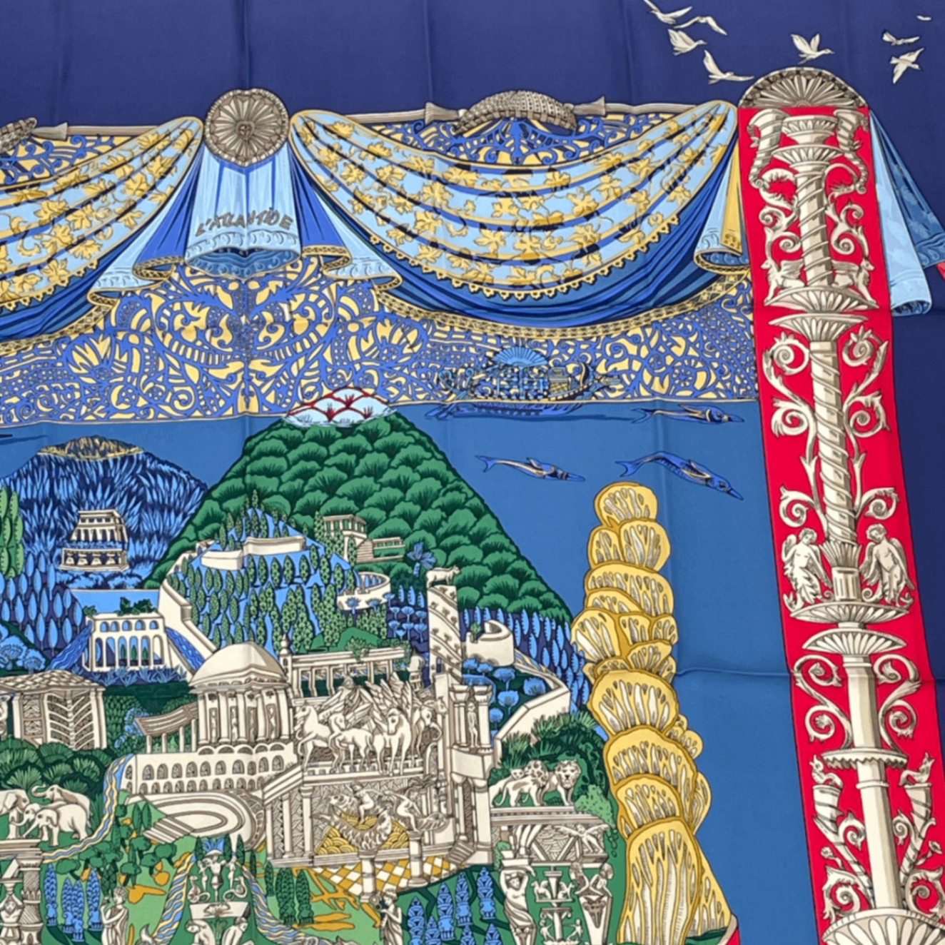 Hermes Carre 90 L Atlantide Atlantis Silk Scarf Navy — view 3