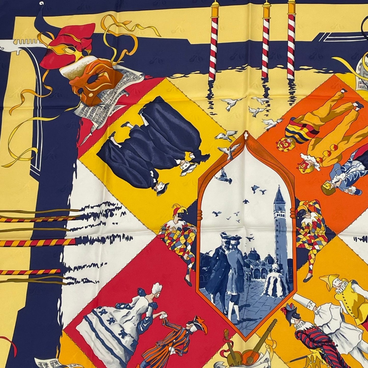 Hermes Carre 90 Carnaval de Venise Carnival of Venice Scarf Silk 100% Blue — view 2