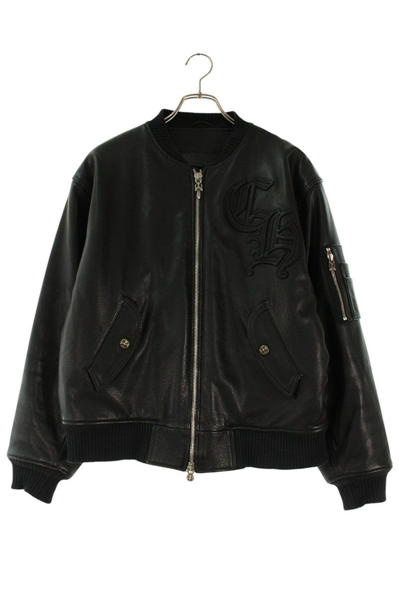 Chrome Hearts on Target CH Logo Patch Leather Bomber Jacket