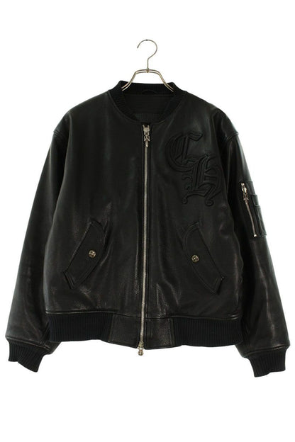 Chrome Hearts on Target CH Logo Patch Leather Bomber Jacket