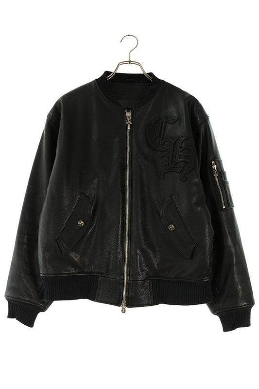 Chrome Hearts on Target CH Logo Patch Leather Bomber Jacket