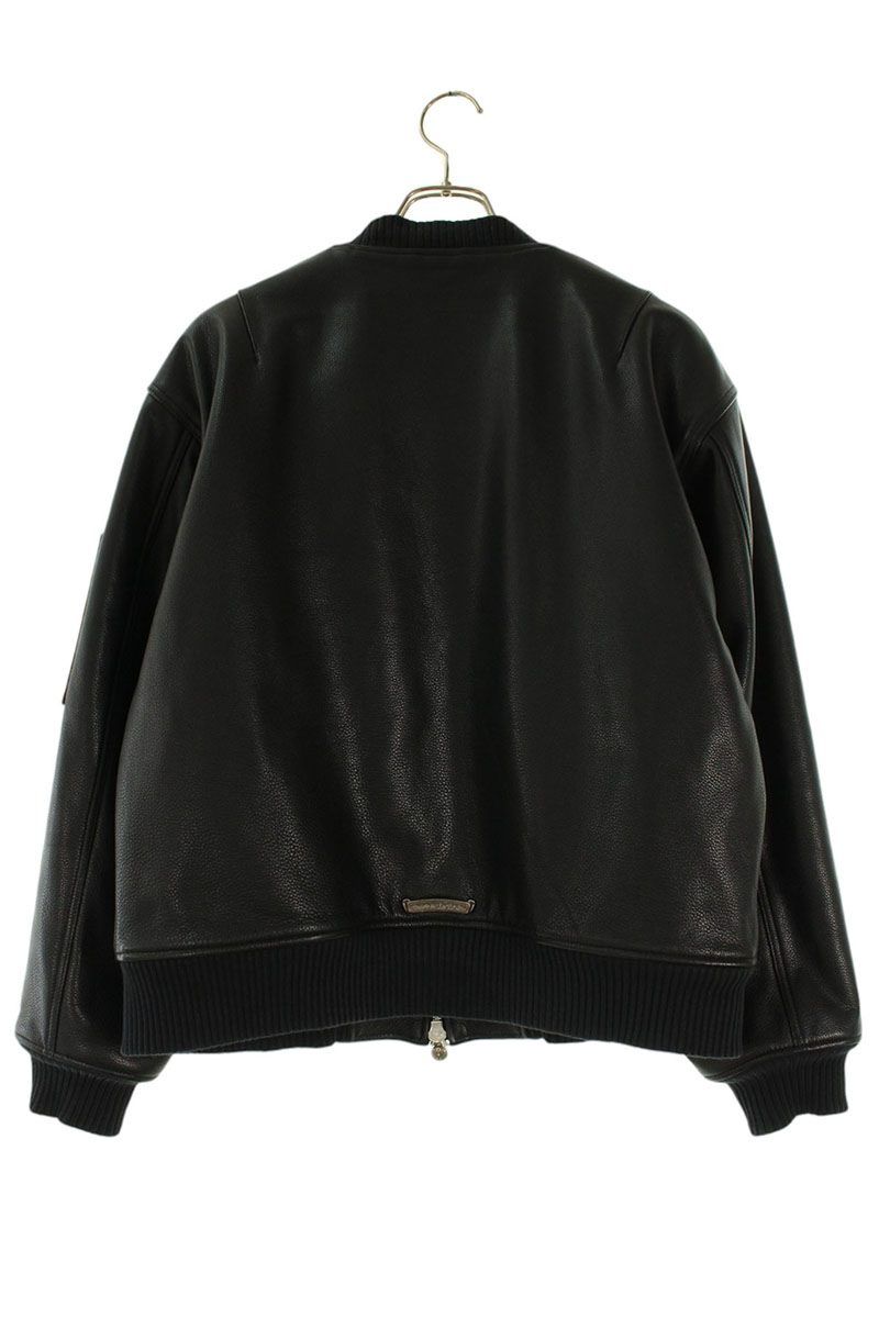 Chrome Hearts on Target CH Logo Patch Leather Bomber Jacket — view 2