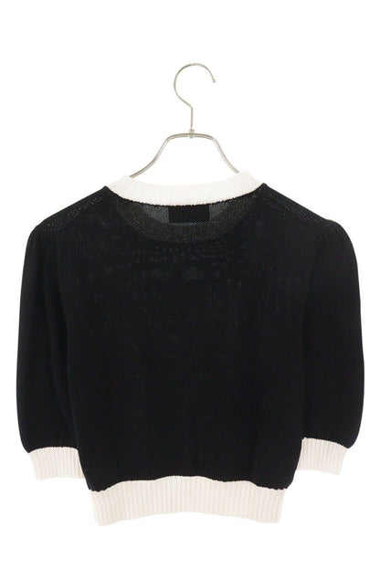 Prada Logo Embroidery Cropped Short Sleeve Knit 36 Sweater — view 2