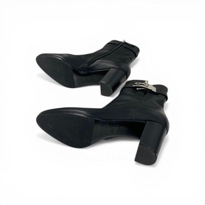 Hermes Saint Germain Boots Short Shoes Leather Black Silver Kelly — view 6