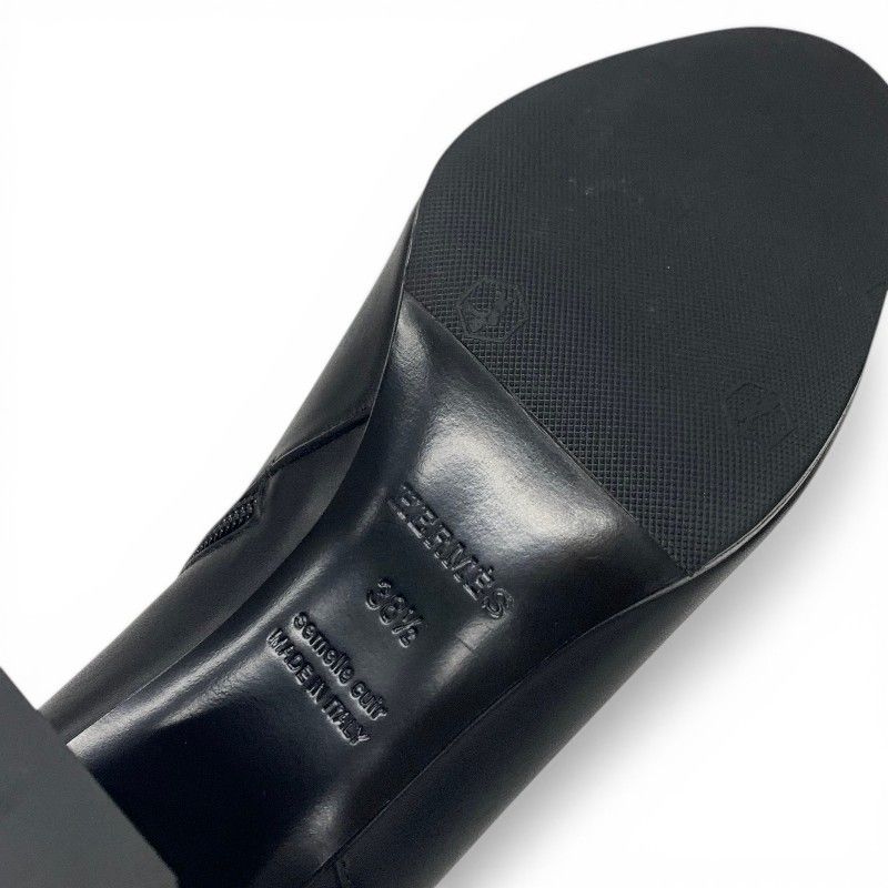 Hermes Saint Germain Boots Short Shoes Leather Black Silver Kelly — view 8