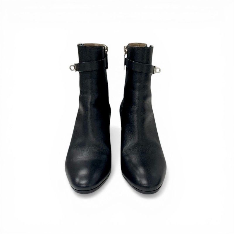 Hermes Saint Germain Boots Short Shoes Leather Black Silver Kelly — view 2
