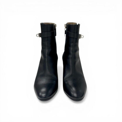 Hermes Saint Germain Boots Short Shoes Leather Black Silver Kelly — view 2