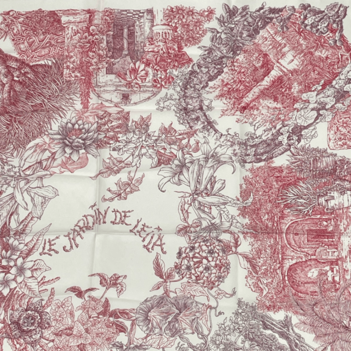 Hermes Carre 90 Silk Scarf le Jardin de Leila's Garden White — view 4