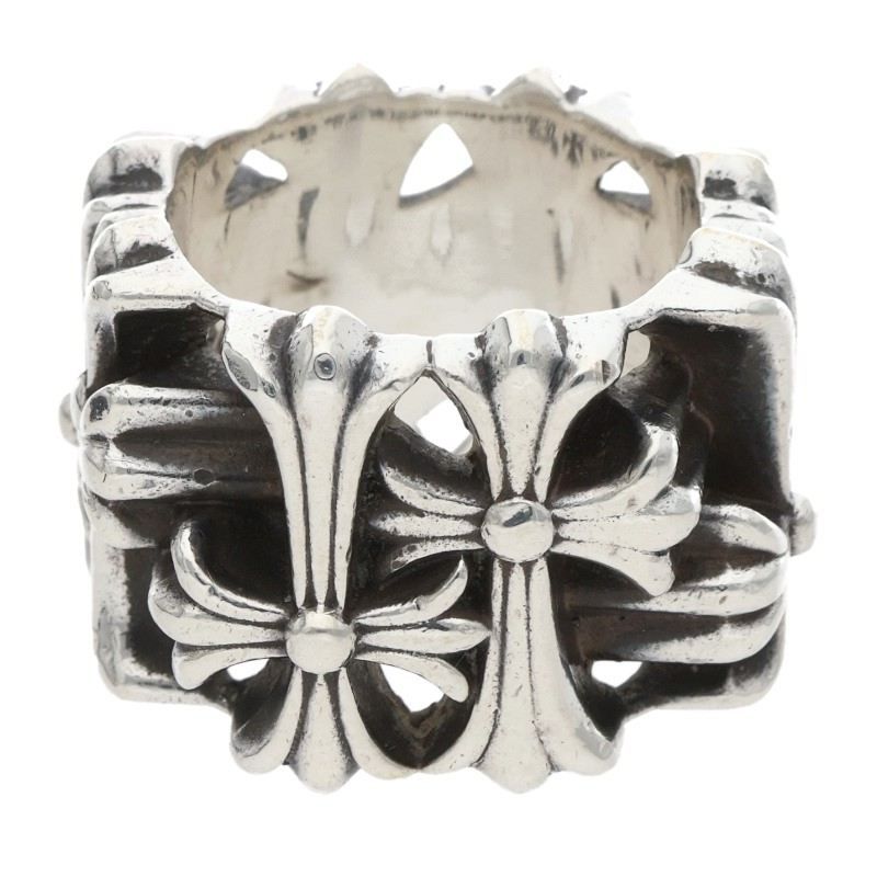 Chrome Hearts Square Cemetery Cross Silver Ring — view 2