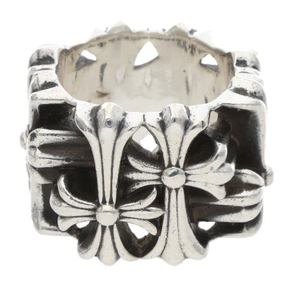 Chrome Hearts Square Cemetery Cross Silver Ring — view 2