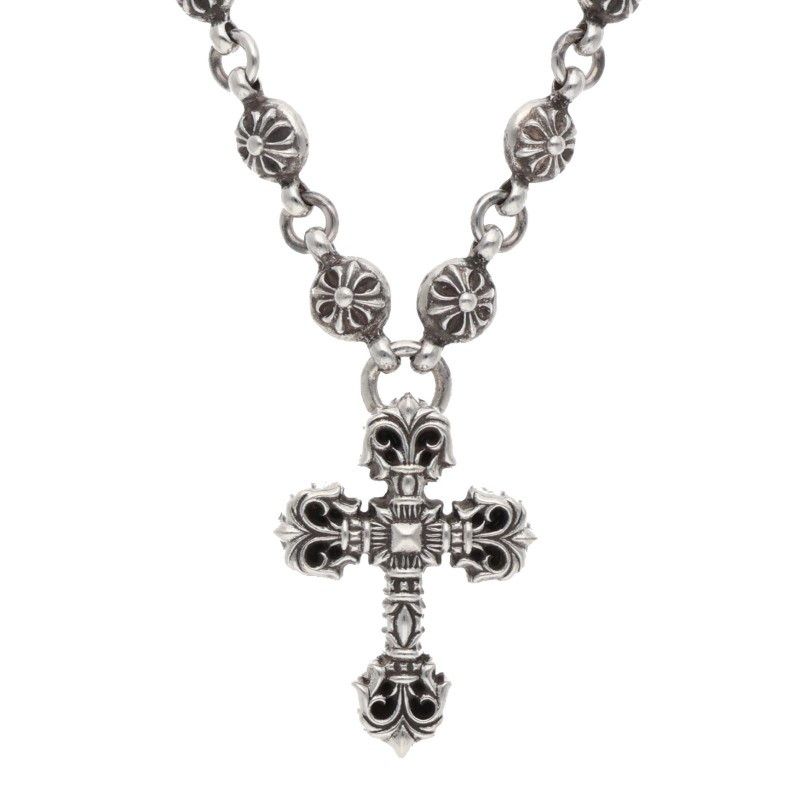 Chrome Hearts 1 Crsbl Chn Filig Crs Xsm Cross Ball Filigree Silver Necklace