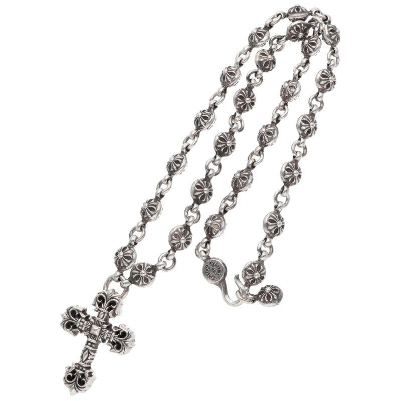 Chrome Hearts 1 Crsbl Chn Filig Crs Xsm Cross Ball Filigree Silver Necklace — view 2
