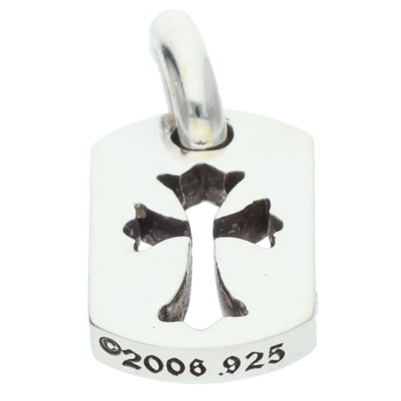 Chrome Hearts DT Tny CO Crs Tiny Cutout Cross Dog Tag Charm Silver Pendant — view 4