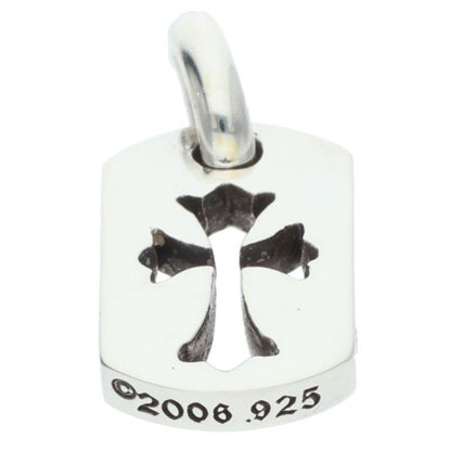 Chrome Hearts DT Tny CO Crs Tiny Cutout Cross Dog Tag Charm Silver Pendant — view 4