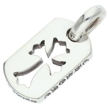 Chrome Hearts DT Tny CO Crs Tiny Cutout Cross Dog Tag Charm Silver Pendant