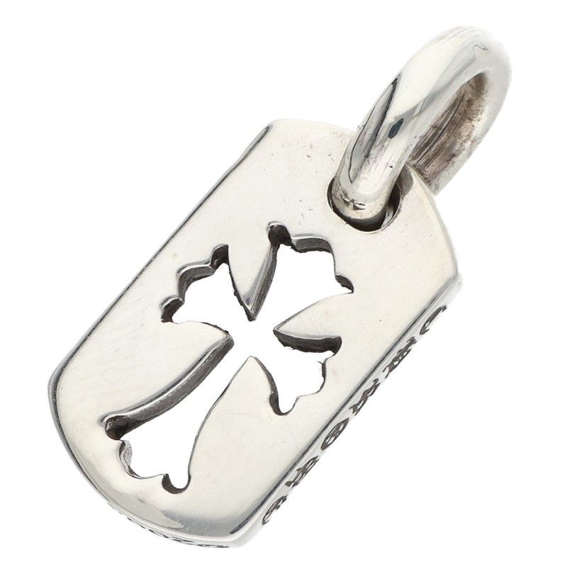 Chrome Hearts DT Tny CO Crs Tiny Cutout Cross Dog Tag Charm Silver Pendant — view 2
