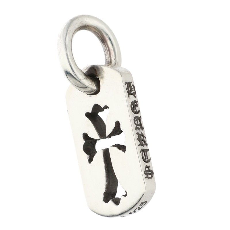 Chrome Hearts DT Tny CO Crs Tiny Cutout Cross Dog Tag Charm Silver Pendant — view 5