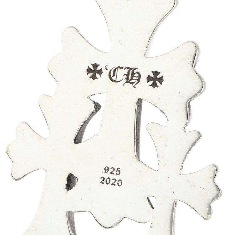 Chrome Hearts 3 CH Crs Sml Triple CH Cross Small Silver Pendant — view 3