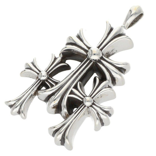 Chrome Hearts 3 CH Crs Sml Triple CH Cross Small Silver Pendant