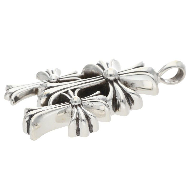 Chrome Hearts 3 CH Crs Sml Triple CH Cross Small Silver Pendant — view 4