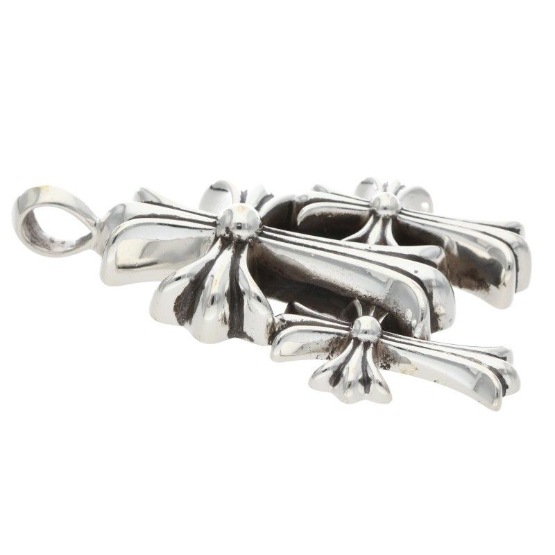 Chrome Hearts 3 CH Crs Sml Triple CH Cross Small Silver Pendant — view 5