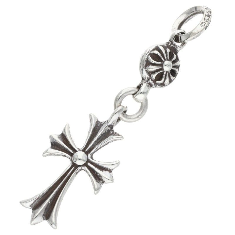 Chrome Hearts Tny CH Crs 1 Ball Tiny CH Cross Charm Silver Pendant