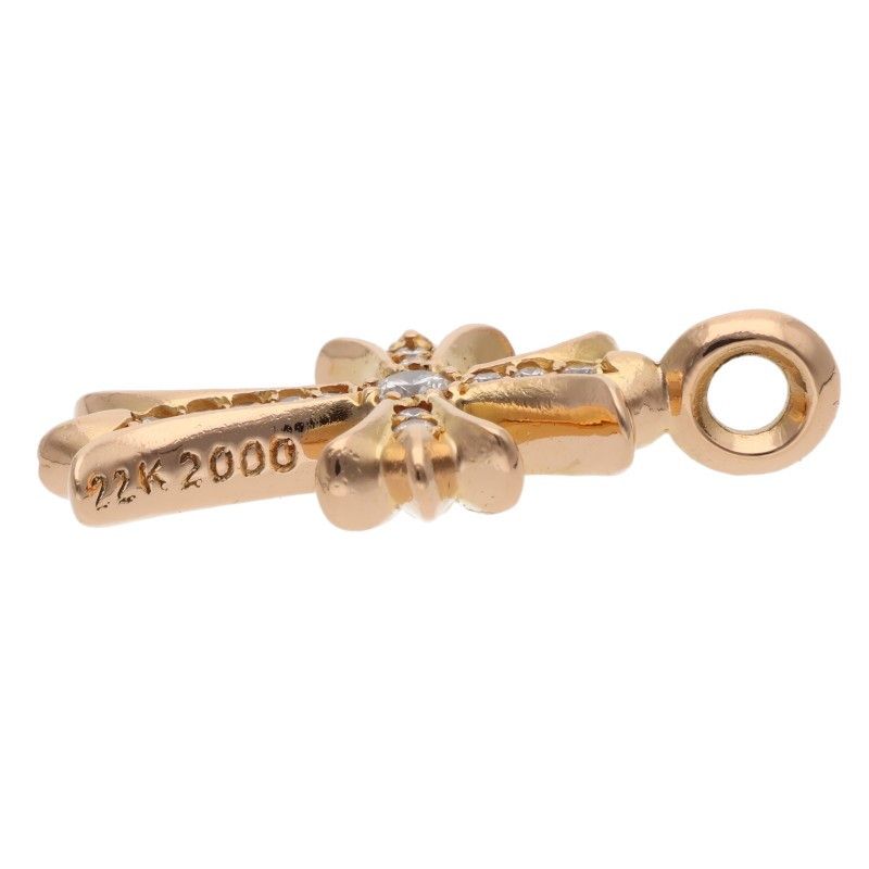 Chrome Hearts 22k Tny Crsf P Dmnd Tiny Fat Cross Pave Diamond Pendant Gold — view 4