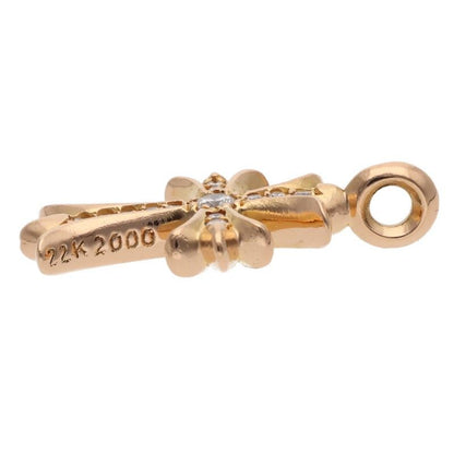 Chrome Hearts 22k Tny Crsf P Dmnd Tiny Fat Cross Pave Diamond Pendant Gold — view 4