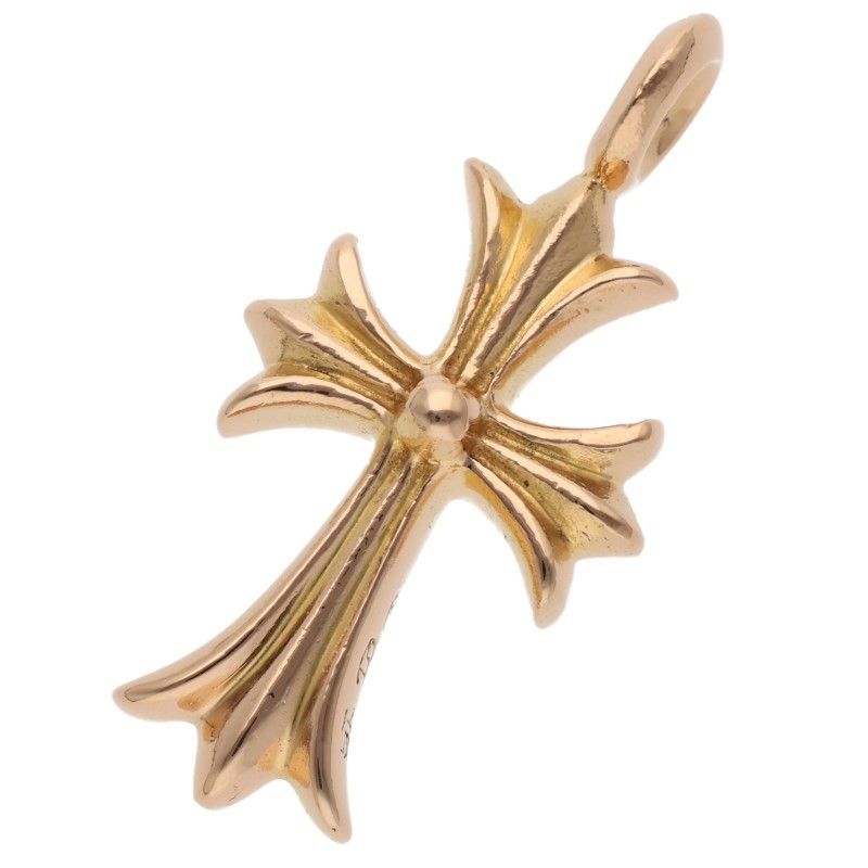 Chrome Hearts 22k Tny Crsf P Dmnd Tiny Fat Cross Pave Diamond Pendant Gold — view 2