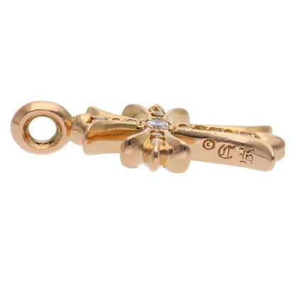 Chrome Hearts 22k Tny Crsf P Dmnd Tiny Fat Cross Pave Diamond Pendant Gold — view 3