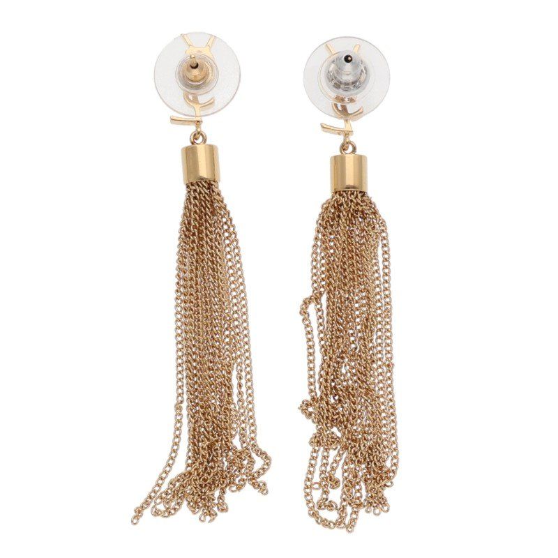 Saint Laurent Paris YSL Logo Cassandra Tassel Earrings — view 2