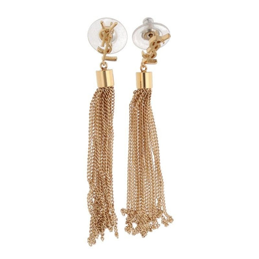 Saint Laurent Paris YSL Logo Cassandra Tassel Earrings