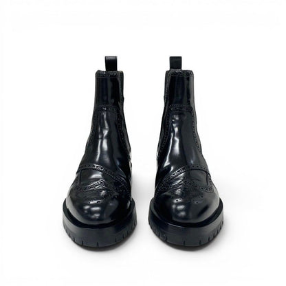 Hermes Boots Short Shoes Leather Black Side Gore Wing — view 2